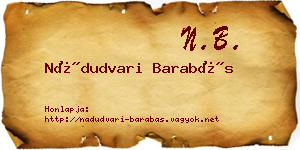 Nádudvari Barabás névjegykártya